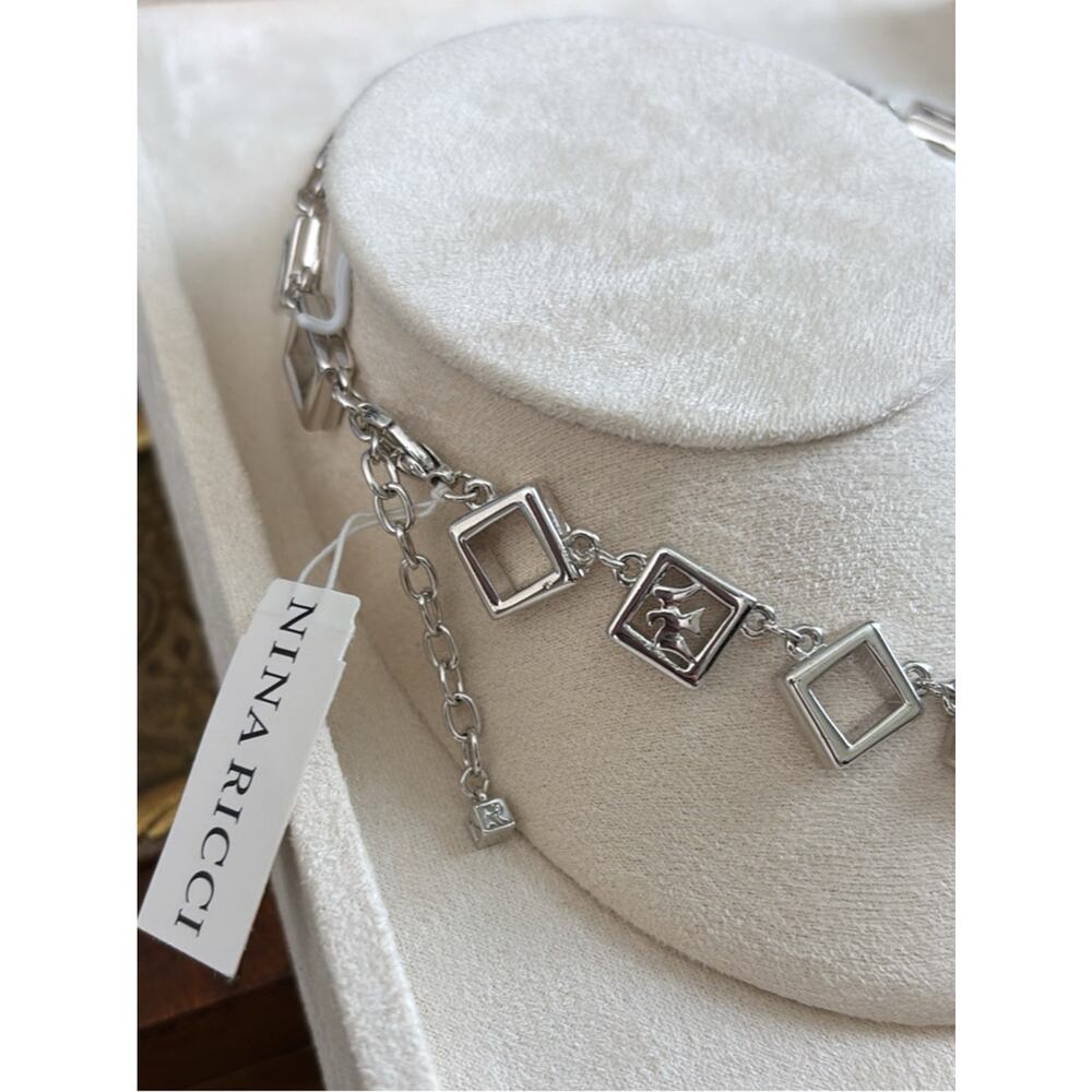 Nina Ricci Rhodium Plated Necklace 16-18” - Picture 2 of 2